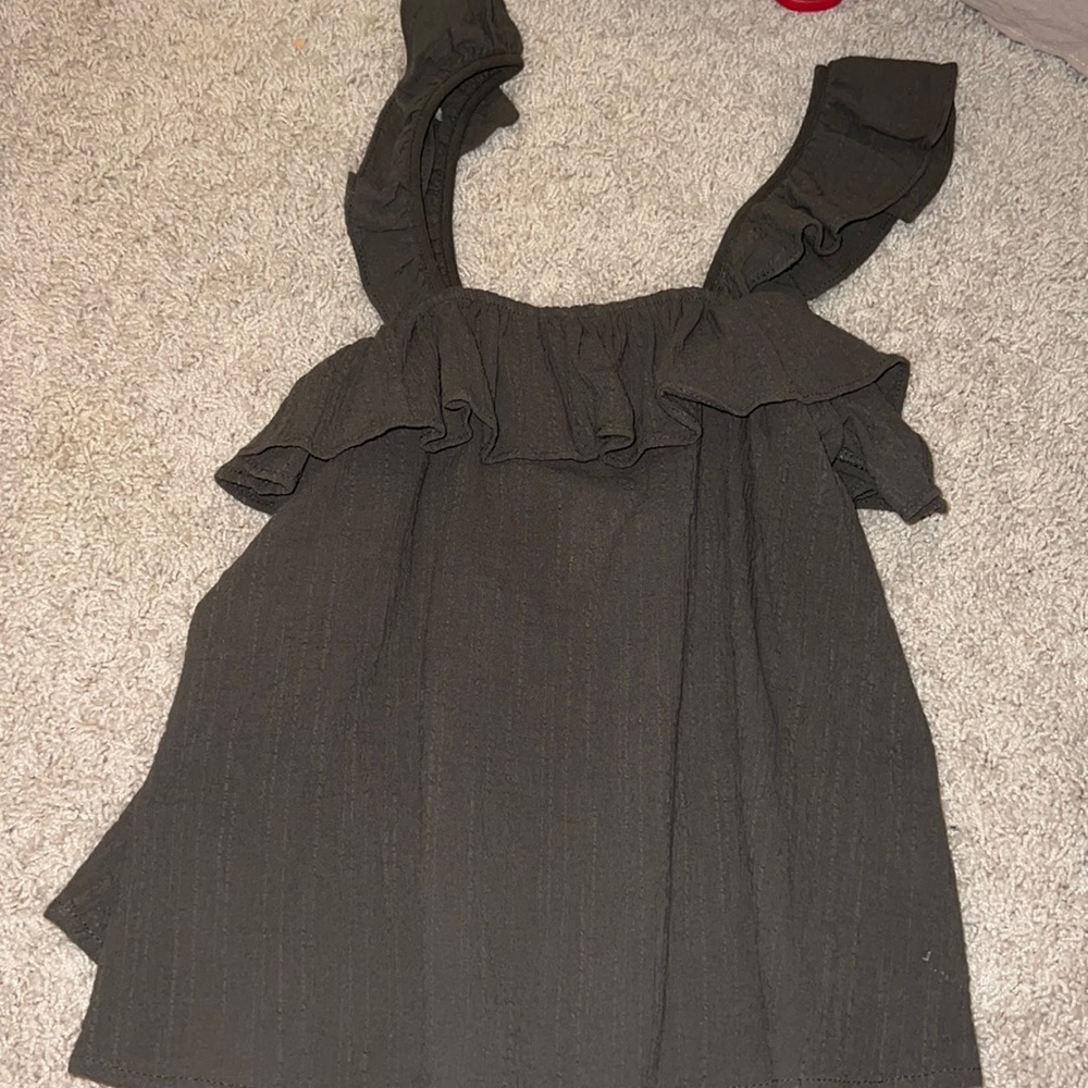 Olive green off the shoulder or tank top